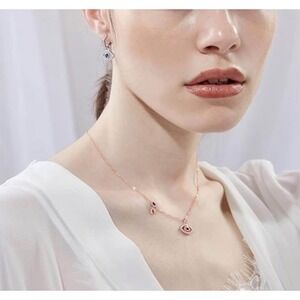 Brand new in box Royal Luxury 14K rose gold evil eye necklace